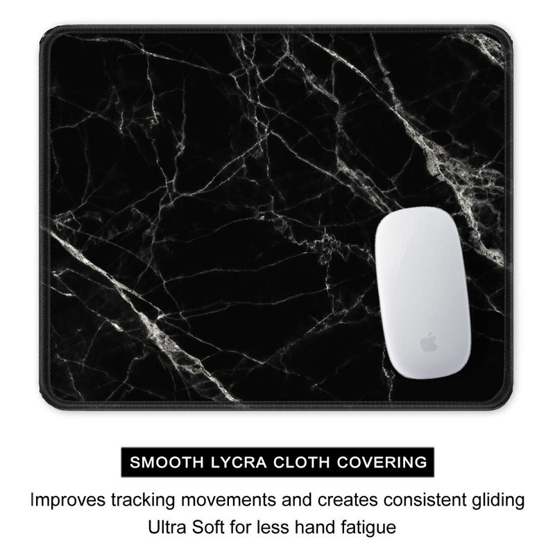 Auhoahsil Mouse Pad, 12 x 10 in Nature Marble Theme Computer Mouse Pad for Desk, Premium-Textured Non-Slip Rubber Stitched Edges Waterproof Square Mouse Mat for Gaming Work Wireless Mice, Black - Image 4
